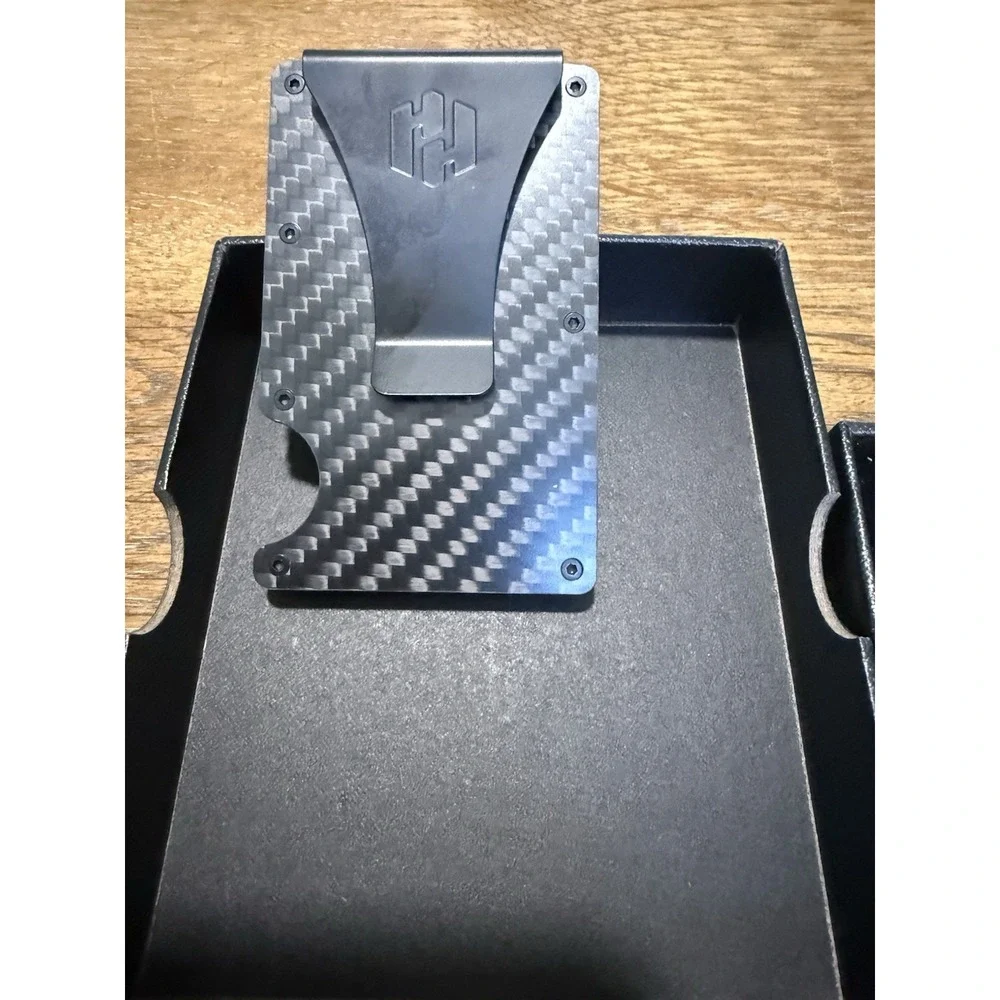 HAYVENHURST Carbon Fiber Slim Wallet Black Money Clip Credit Card Holder